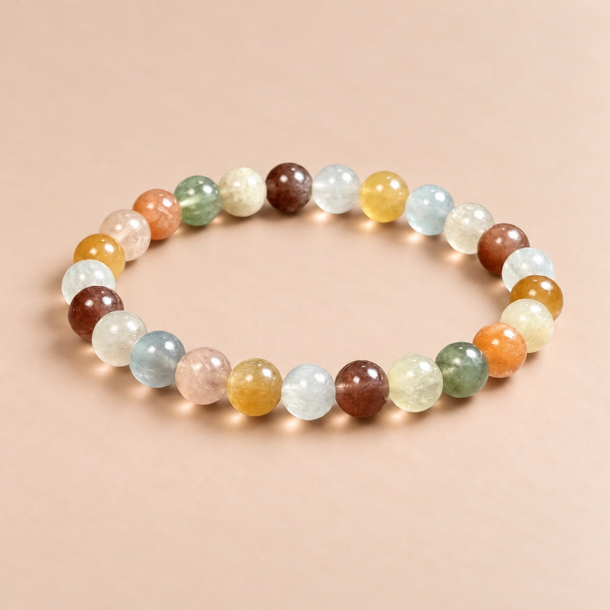 Rich-Tone Multicolor Rabbit Hair Quartz Bracelet