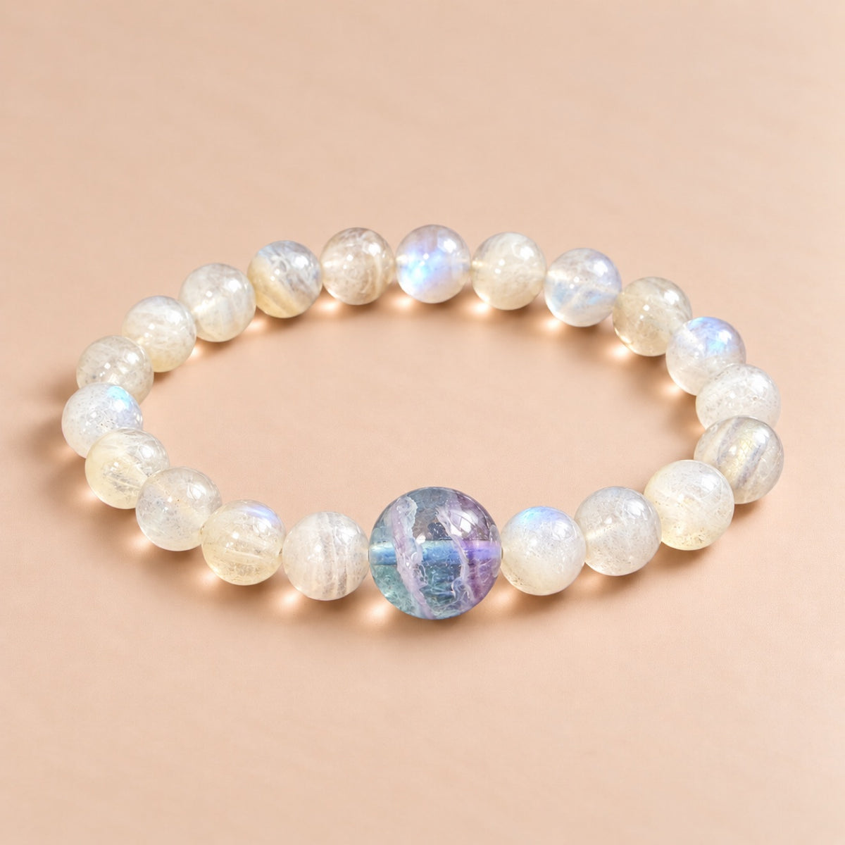 Gray Moonstone & Fluorite Bracelet