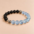 Obsidian, Aquamarine & Sterling Silver Bracelet