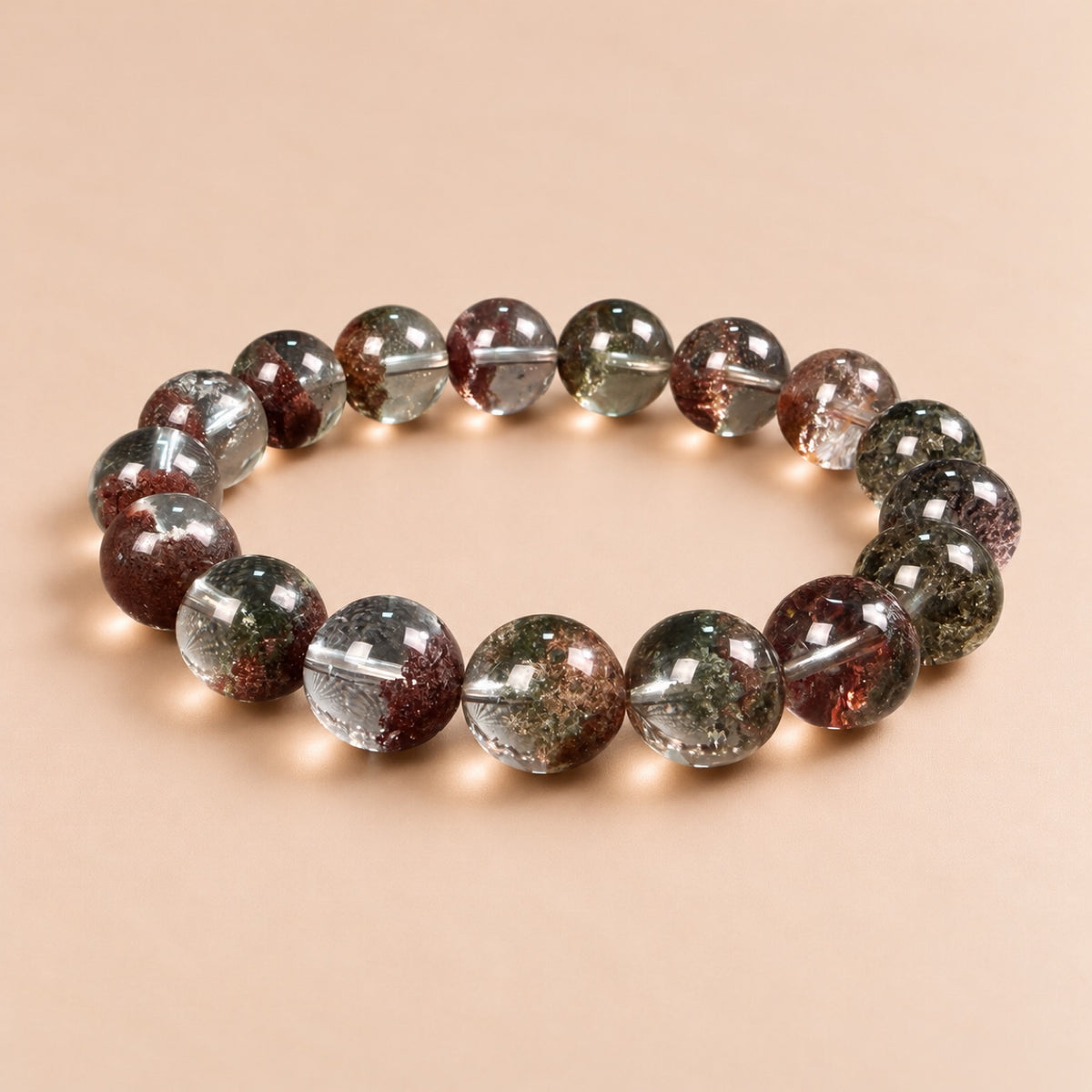 Red & Green Phantom Quartz Bracelet