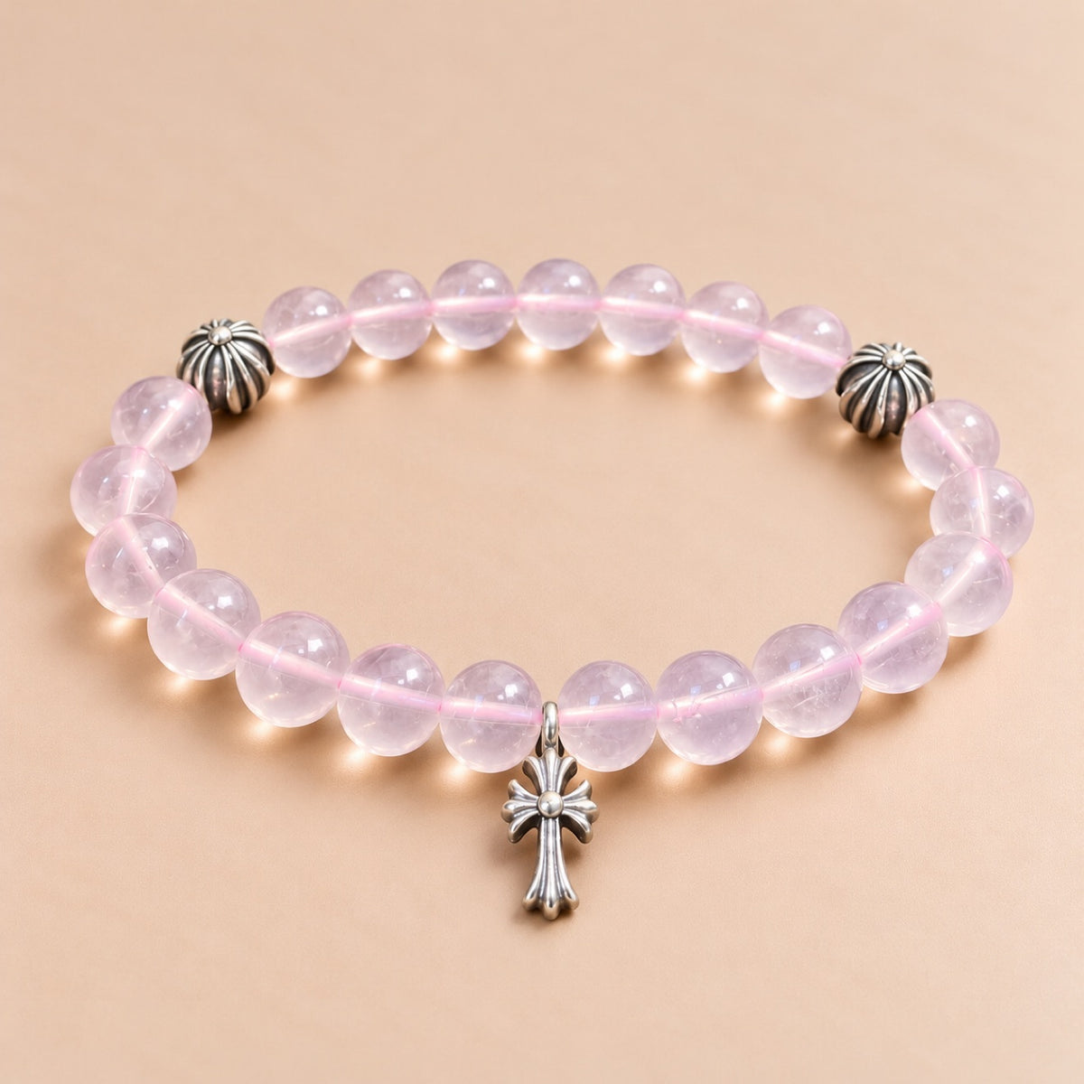 Rose Quartz & Sterling Silver Bracelet